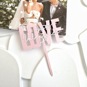 Décoration de gâteau DAMAI saint valentin acrylique rouge doux amour en forme de coeur <span class=keywords><strong>Cupcake</strong></span> pics mariage fête d'anniversaire décorations de gâteau - Product Image 6