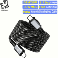 Cable de Carga Rápida Magnético Tipo-C de 100W, PD 3.1, Trenzado de Nailon, USB-C para iOS y Cámaras, 1m/2m/3m Personalizable