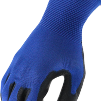 Gants de travail MaxiPact bleus en tricot élastique avec paume enduite de PU, légers, respirants, en polyester, antidérapants et de sécurité