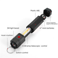 Lampe torche LED télescopique portable, lampe de travail magnétique d'urgence 3W COB pour réparation automobile, inspection