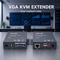 Extensor KVM VGA de 300M, Extensor de Audio VGA sobre Cat5e/Cat6, Control de Teclado y Ratón USB con Salida VGA en Bucle