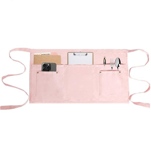 Delantal Unisex de Polialgodón <span class=keywords><strong>Azul</strong></span> de Media Longitud, Resistente al Desgaste, con 5 Bolsillos Integrados, Uniforme de Trabajo para Camareros y Camareras de Restaurante - Product Image 3