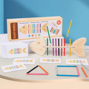 Juguete Educativo Montessori de Madera, Juego de Palitos con Forma de Espinas de Pescado para Combinar Colores, Desarrollo de Habilidades Operativas, Aprendizaje Temprano para Niños - Product Image 1