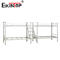 Ekintop Lit superposé peu encombrant Lit mezzanine en métal avec escalier pour enfants Chambre à deux étages pour étudiants