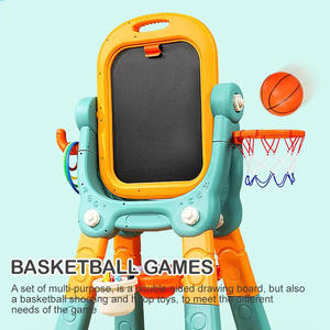 เด็ก2025ใหม่กระดานวาดภาพยืนสองด้านปรับความสูงได้ของเล่นกระดานวาดเล่นบาสเก็ตบอลแบบ3-in-1อเนกประสงค์ - Product Image 3