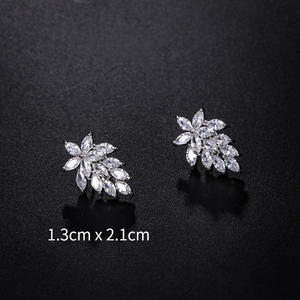 Squisita foglia di Marquise Zirconia cubica (CZ) di cristallo lampadario orecchini rodio argento placcato gioielli di moda - Product Image 4