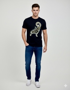 Camiseta de manga corta y cuello redondo, hecha de tela TC n.º 34S/J, 150-160 g/m², en color negro, con un diseño estampado en la parte delantera. negro - Product Image 3