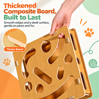 Kotak Mainan Puzzle Kucing Kayu Lipat Mewah Modern dengan Bola Berbunyi, Permainan Labirin Kayu Ramah Lingkungan untuk Stimulasi Mental Kucing di Dalam Ruangan