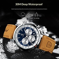 Nouvelle Montre Homme en Alliage 41mm avec Bracelet en Cuir, Chronographe à Quartz Multifonctionnel, Idéale pour le Streaming en Direct (Import)