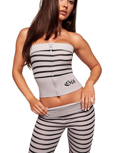 Новый женский модный комплект из двух предметов 2026 года: облегающий сексуальный топ-бюстье в полоску с принтом и длинные брюки - Product Image 2