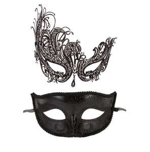 Coppia Masquerade maschere in metallo Costume veneziano di Halloween Mardi Gras Mask Set Cosplay Party Ball Wedding Prom maschere teatrali - Product Image 5