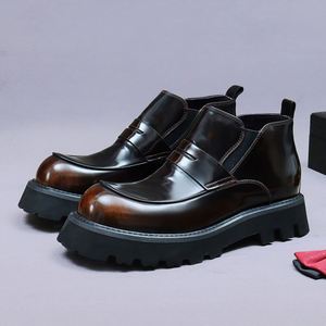 Chaussures d'automne pour hommes, chaussures imperméables à enfiler, chaussures Oxford haut de gamme, chaussures décontractées artisanales, chaussures à bout pointu pour hommes - Product Image 2