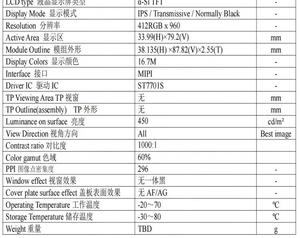 โมดูล IPS TFT ขนาด 3.36 นิ้ว, ความละเอียด 412X960, อินเทอร์เฟซ MIPI, ไดรเวอร์ไอซี ST7701S, มุมมองกว้าง, ความสว่าง 450nit, 16.7M สี, คุณภาพสูง - Product Image 5