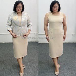 Robes de bureau classiques formelles grandes tailles bleues pour femmes, costume d'église pour femmes d'affaires, couleur marine estivale 100% polyester - Product Image 6