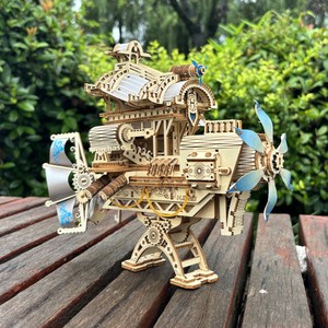 Hamaileon Puzzle Sté<span class=keywords><strong>r</strong></span>éo en Bois à Assembler Soi-même Jouets Bateau Pirate Carrousel Grande Roue Voiture Citrouille Modèle Marin 0-24 Mois - Product Image 2