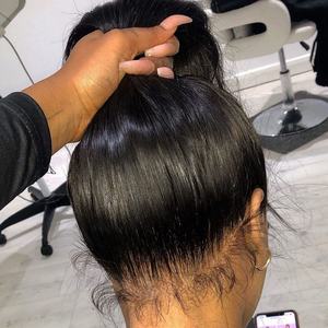 Perruque en dentelle complète et une queue de cheval, cheveux humains vierges indiens bruts, perruque en dentelle complète, perruque frontale en dentelle HD, cheveux humains pour femmes noires - Product Image 3