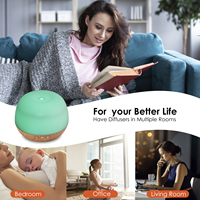 Diffuseur d'huiles essentielles électriques d'aromathérapie 500 ml, humidificateur à ultrasons à brume fraîche, 36 dB silencieux, design en bois, pour la maison, 1 an