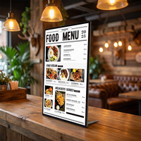 Boîte à lumière LED ultra-mince en verre pour menu, format A4/A3, cadre d'affichage lumineux de table pour restaurant, café