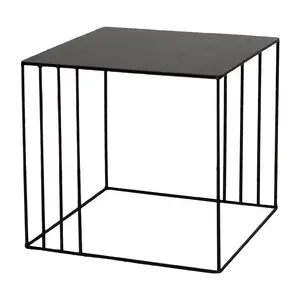 Hoogwaardige Artistieke Huisdecoratie Desktop Geometrische Lijn Buitentuin Indoor Black Metal Plant Stand Bloempot Houder