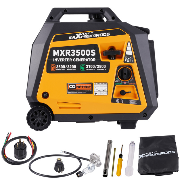 MaXpeedingrods Dual Fuel Gasoline Generator 3500 Watt LPG 3100 Watt Quiet Lightweight Electric