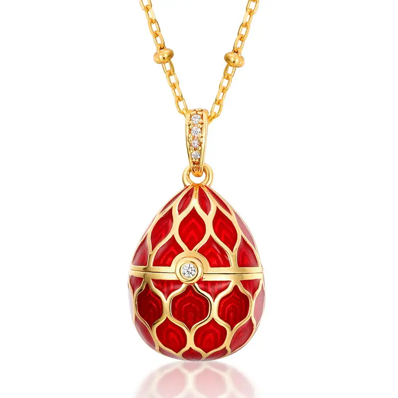 Open Easter Egg Pendant Necklace 925 Sterling Silver Diffuser Jewelry Enamel Egg Cage Locket Vintage Pendant