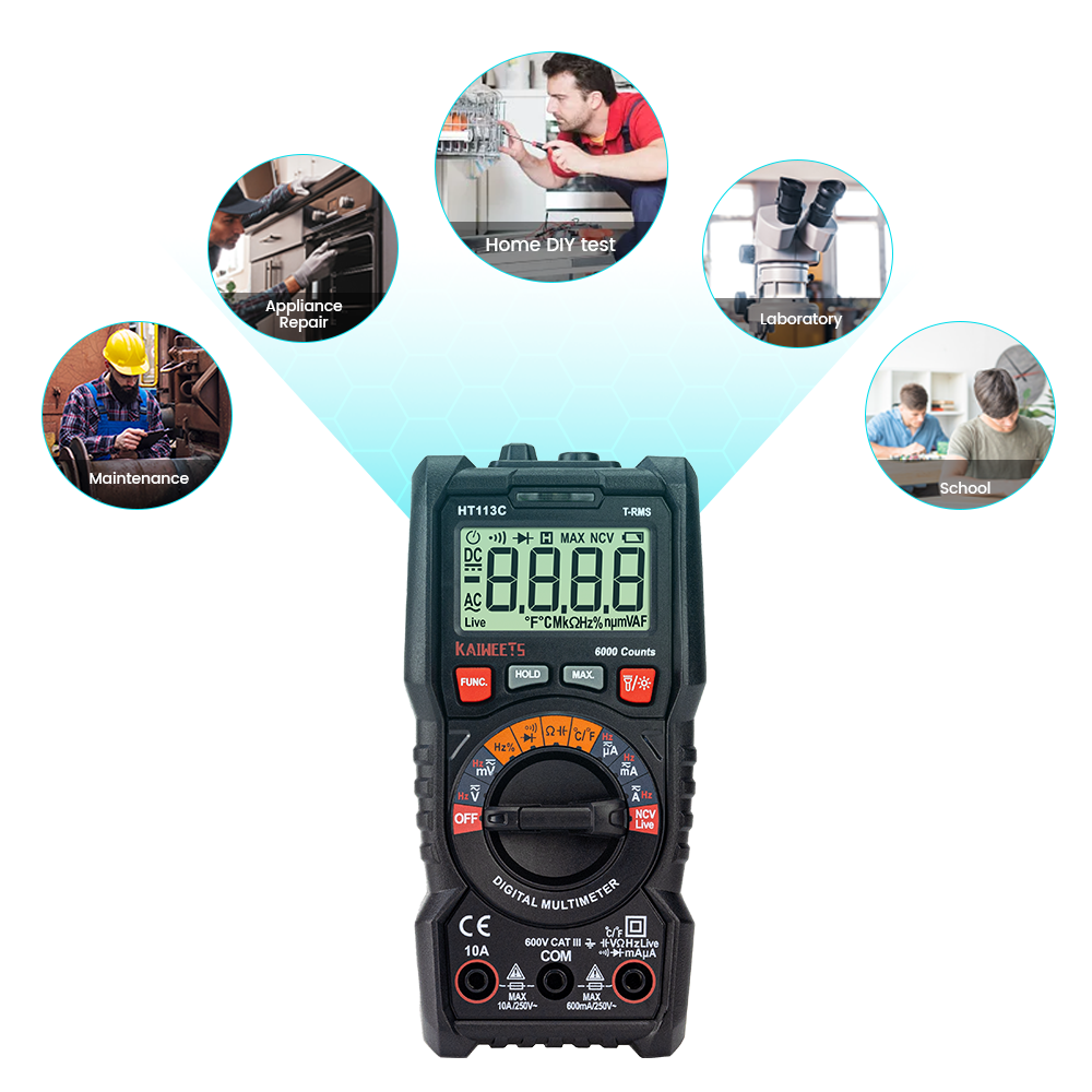 New Arrival 6000 Counts Digital Multimeter AC DC Current & Voltage Max Date Hold Diode Ohm NCV Live Test Digital Multimeter