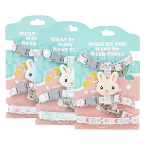 도매 나일론 개 목걸이 및 가죽 끈 세트 부드러운 패딩 반사 토끼 인형 만화-매일 작은 애완 동물을위한 사랑스러운 스타일 - Product Image 1