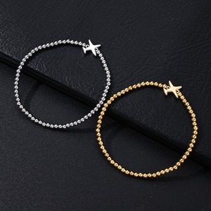 Pulsera delicada de avión chapada en oro de 18 quilates, joyería de viaje, pulsera pequeña de avión, pulsera elástica de acero inoxidable, regalo de <span class=keywords><strong>capitán</strong></span> - Product Image 2