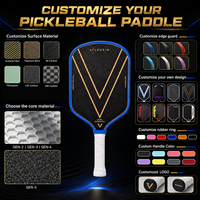 Raquettes de pickleball hybrides en fibre de carbone T700 avec noyau en nid d'abeille PP de 16 mm, logo personnalisé, stabilité, OEM, approvisionnement en gros