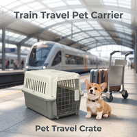 Cage de transport pour animaux de compagnie en plastique rigide, pour petits chiens et chats, ventilée, avec poignée pliable, pour le transport en avion, légère et portable