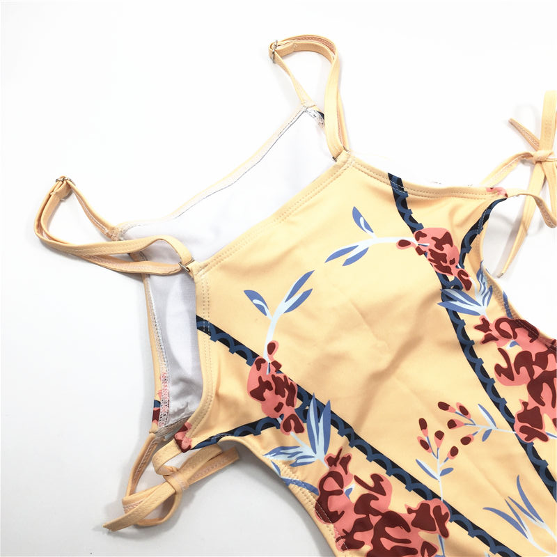 Wholesale 2021 Multi-binding belt fashion printed swimsuit beach wear