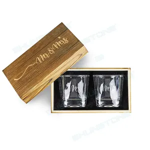 Novelty Corporate Whiskey Gift Set Custom Square Whiskey Glasses Kit Set of 2 Whisky Glasses Wedding Gifts For Guests