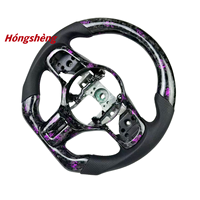 Para Mitsubishi Lancer EVO X 2008-2015 Volante de fibra de carbono forjado púrpura personalizado cuero perforado negro