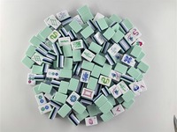 Jeu de Mahjong Américain Gravé 4 Couches, 160 Tuiles, Bleu Pâle Rafraîchissant, en Acrylique Lourd, Portable et Luxueux