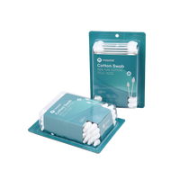 Coton-tiges double tête en forme de gourde pour la sécurité des bébés, 55 pièces, bâtonnets fins en coton avec emballage sous blister