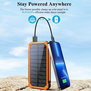 20000mAh <b>Solar</b> Power Bank Portable <b>Charger</b> with LED Light Dual USB Outdoor Mobile Phone <b>Battery</b> Orange - Product Image 5
