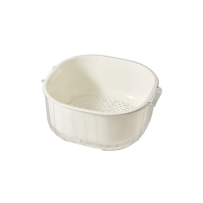 FL-MD-00146 PET doppio cestello di scarico cestino di lavaggio in plastica a contrasto di colore creativo bacino di frutta lavabo da cucina per uso domestico