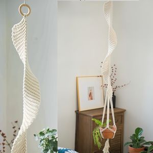 Panier suspendu <span class=keywords><strong>en</strong></span> <span class=keywords><strong>corde</strong></span> <span class=keywords><strong>de</strong></span> coton, écologique, fait à la main, décoration murale, <span class=keywords><strong>porte</strong></span>-<span class=keywords><strong>pot</strong></span> <span class=keywords><strong>de</strong></span> fleurs, durable, forme personnalisée - Product Image 4