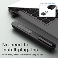Presentador Inalámbrico con Láser Rojo, Control de Volumen, Lápiz para Pasar Páginas, Control Remoto USB 2.4GHz para Presentaciones PowerPoint