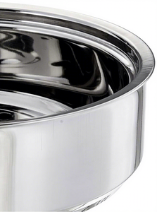 Casserole ronde en acier inoxydable avec couvercle en verre 24 cm, extérieur poli durable, lavage à la main uniquement - Product Image 3