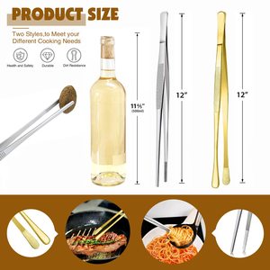 Kingwise Kitchen, juego de pinzas de <span class=keywords><strong>Chef</strong></span> de acero inoxidable de 6/8/10/12 pulgadas, pinzas largas para alimentos con puntas dentadas, pinzas para alimentos para cocinar - Product Image 2