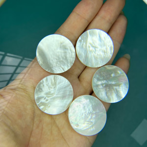Tùy chỉnh B lớp 30*2.2mm trắng tự nhiên mẹ của ngọc trai tấm tròn đôi phẳng Phụ kiện cho đồ trang sức vỏ đá quý hạt lỏng - Product Image 1