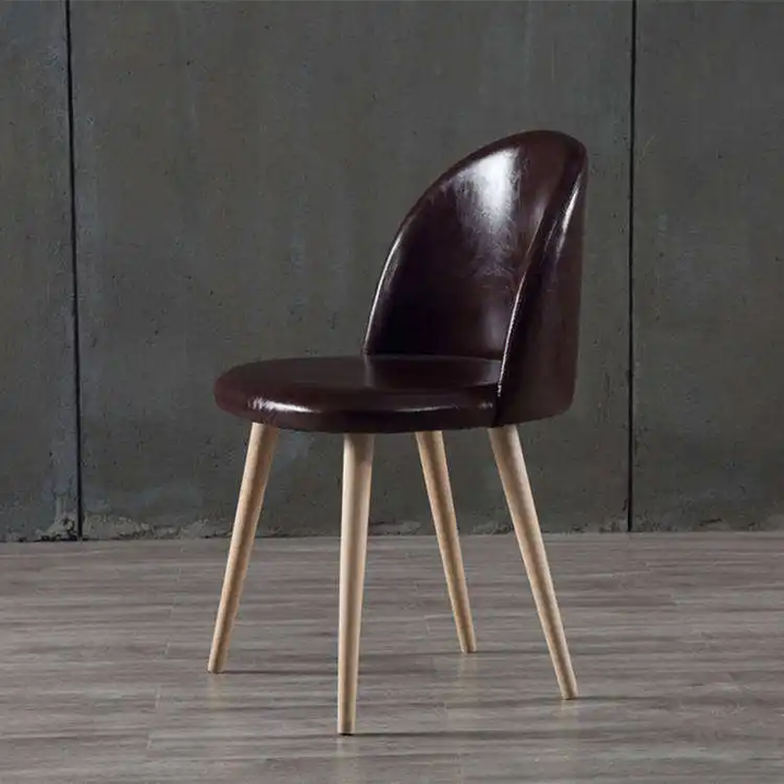 Customized High Quality Dining Fabric Upholstered Back Wood Leg Accent