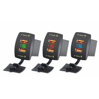 Chargeur de voiture double USB QC3.0 12V/24V, 18W*2, charge rapide, prise intégrée avec voltmètre numérique LED, adaptateur de chargeur de téléphone de voiture