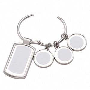 Embossing 3 Charm Set Carabiner <b>Keychain</b> Blank Custom Personalize Metal Key Ring 3 Tag Photo Vintage DIY Key Chain Blanks - Product Image 4