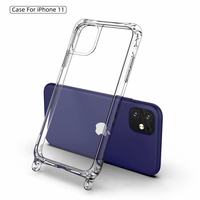 Coque de téléphone transparente en TPU acrylique de haute qualité avec coins antichoc pour iPhone 17 15, avec 2 trous pour sangles de suspension