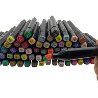 Ensemble de marqueurs permanents à double pointe pour croquis, graffitis et dessins, avec pinceau oblique, logo personnalisé, boîte en bois, papier à écrire Bonvada
