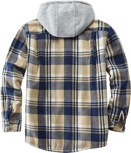 <span class=keywords><strong>2023</strong></span> nouveau Offre Spéciale hiver vert/noir à carreaux coton fait hommes Vintage Sherpa matelassé chaud Plaid flanelle à capuche veste - Product Image 2