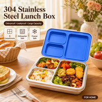 Moderne Edelstahl-Kinderbento-Box 1240ml 3-Fach-Unterteilung Auslaufsicher BPA-frei Lunchbox für die Schule