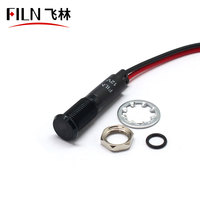 Luz indicadora LED plana FILN de 8 mm para tablero de instrumentos, roja, amarilla, blanca, azul, verde, 12 V, con cable de 20 cm y símbolo